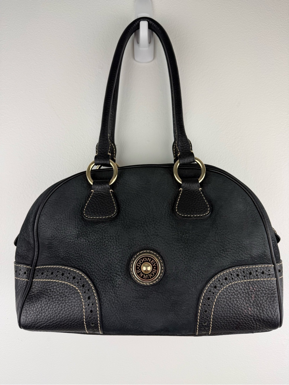Dooney & Bourke Black Pebbled Leather Dome Satchel
